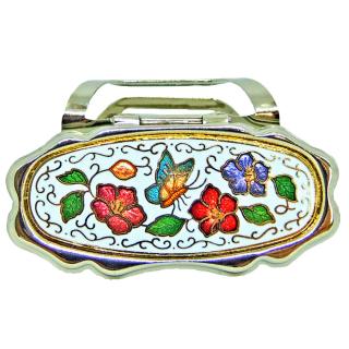 lipstick holder with mirror for purse, cloisonne lipstick accessory with mirror for purse