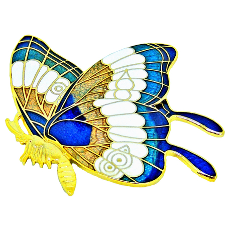 cloisonne butterfly brooch, Hard enamel brooch